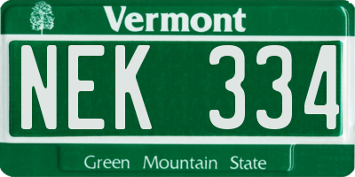 VT license plate NEK334
