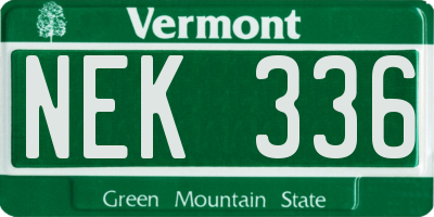VT license plate NEK336