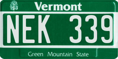 VT license plate NEK339