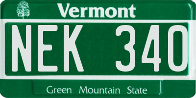 VT license plate NEK340