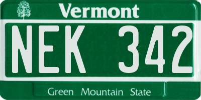 VT license plate NEK342