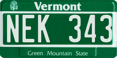 VT license plate NEK343