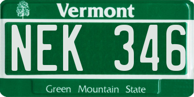VT license plate NEK346