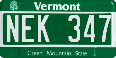 VT license plate NEK347