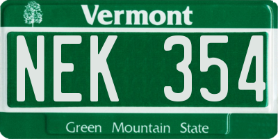 VT license plate NEK354