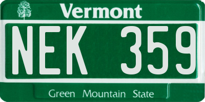 VT license plate NEK359