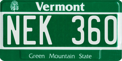 VT license plate NEK360