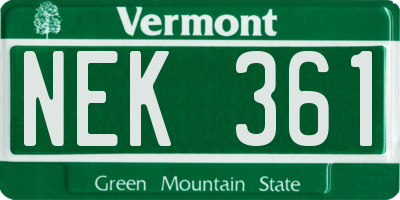 VT license plate NEK361