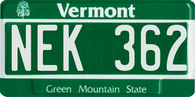 VT license plate NEK362