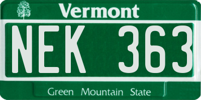 VT license plate NEK363