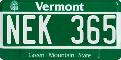VT license plate NEK365