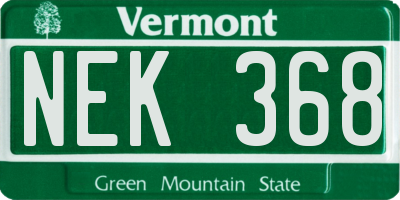 VT license plate NEK368