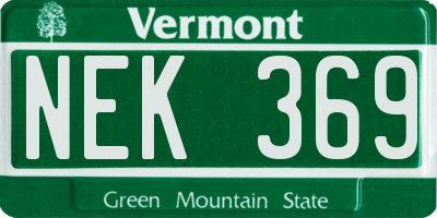 VT license plate NEK369