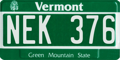 VT license plate NEK376