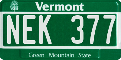 VT license plate NEK377