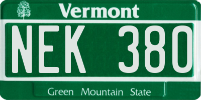 VT license plate NEK380