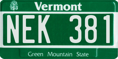VT license plate NEK381
