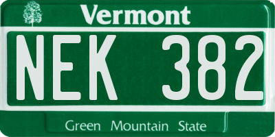 VT license plate NEK382