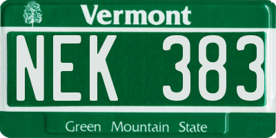 VT license plate NEK383