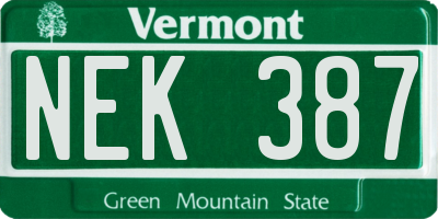 VT license plate NEK387