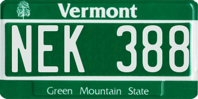 VT license plate NEK388