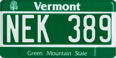 VT license plate NEK389
