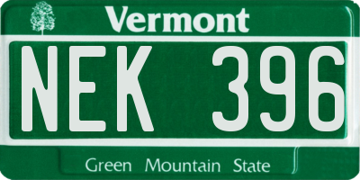 VT license plate NEK396