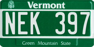 VT license plate NEK397