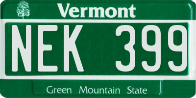 VT license plate NEK399