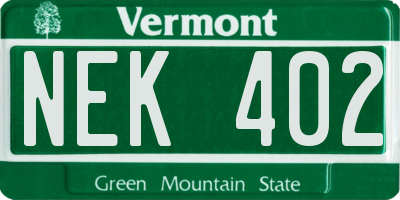 VT license plate NEK402