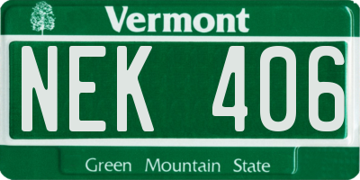 VT license plate NEK406
