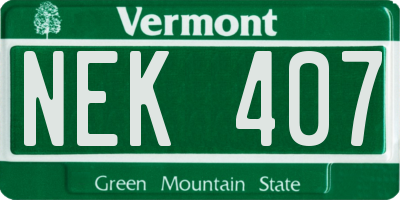 VT license plate NEK407