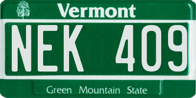 VT license plate NEK409