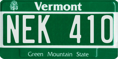 VT license plate NEK410