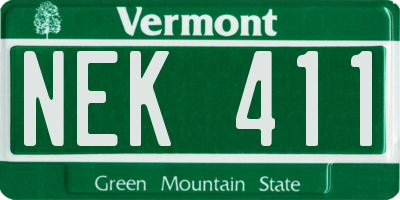 VT license plate NEK411