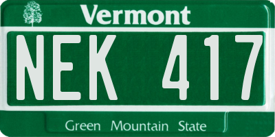 VT license plate NEK417