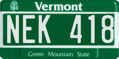 VT license plate NEK418