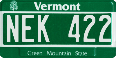VT license plate NEK422