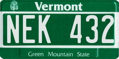 VT license plate NEK432