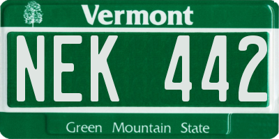 VT license plate NEK442