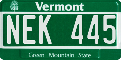 VT license plate NEK445