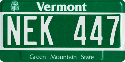 VT license plate NEK447