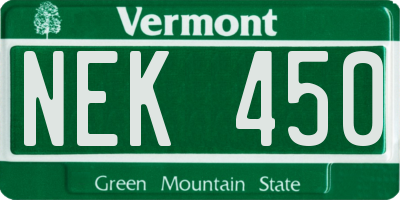 VT license plate NEK450