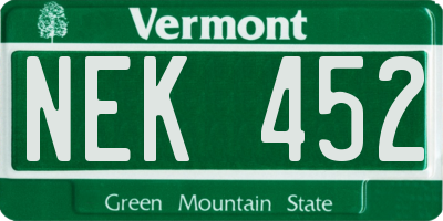 VT license plate NEK452