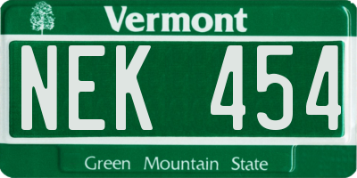 VT license plate NEK454