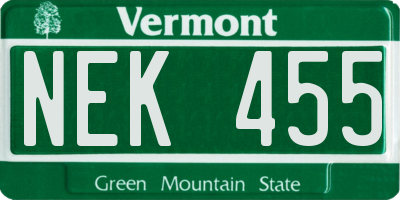 VT license plate NEK455