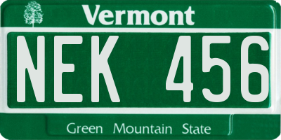 VT license plate NEK456