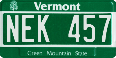 VT license plate NEK457