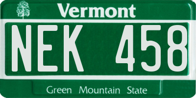 VT license plate NEK458