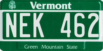 VT license plate NEK462